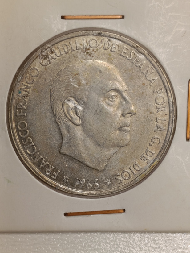 سکه نقره 100 پزوتا اسپانیا سال 1966
