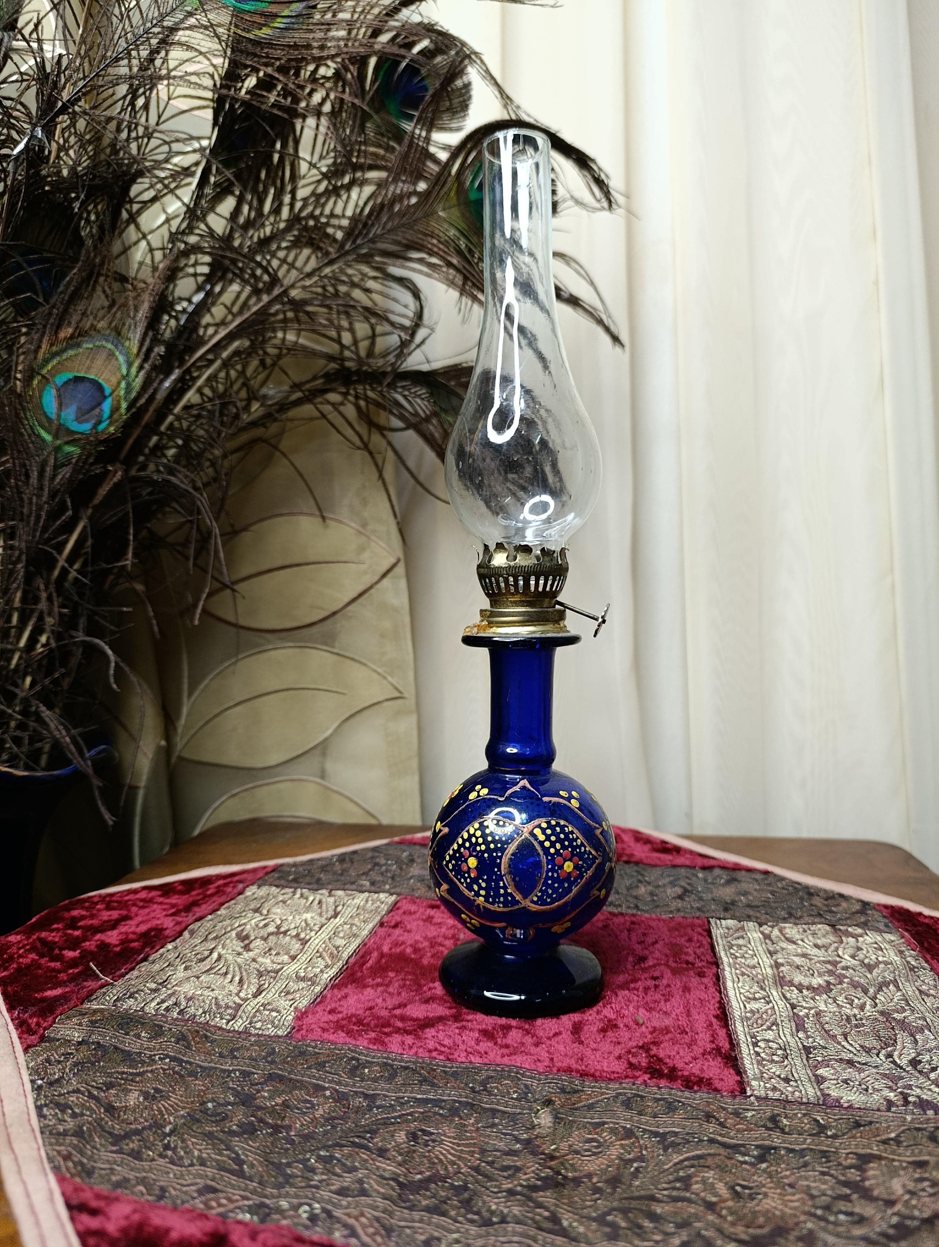 چراغ گرد سوز شیشه ای کلکسیونی -پهلویی