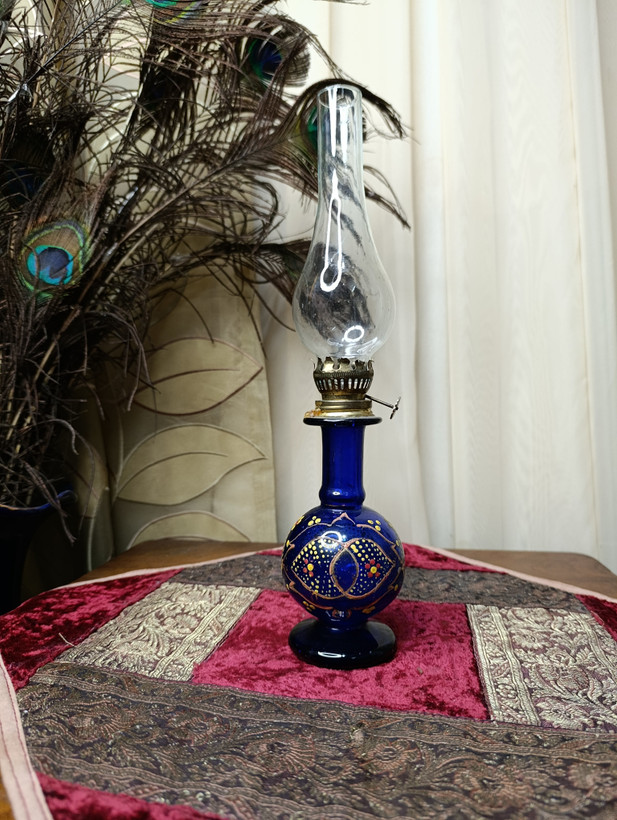 چراغ گرد سوز شیشه ای کلکسیونی -پهلویی