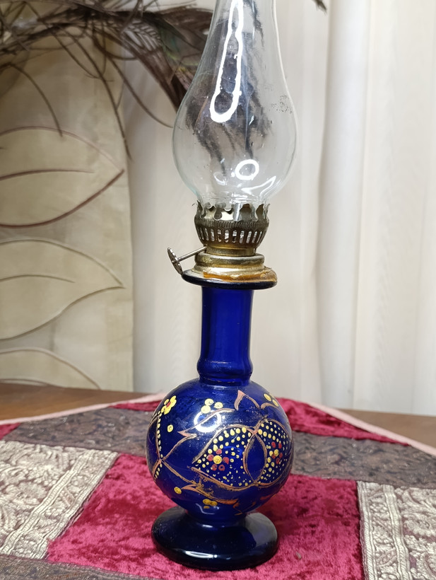 چراغ گرد سوز شیشه ای کلکسیونی -پهلویی