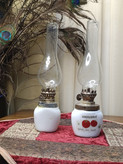 چراغ نفتی (موشی) آنتیک طرح گوجه ساخت ژاپن
