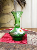 گلدان شیشه ای با طرح گل کمیاب و کلکسیونی قاجار